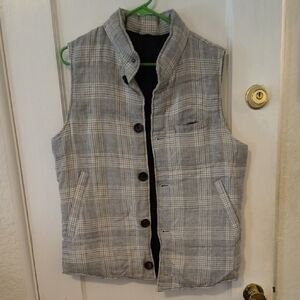Spier & Mackay | Men's Classic Gray Plaid Wool & Linen Puffer Vest
